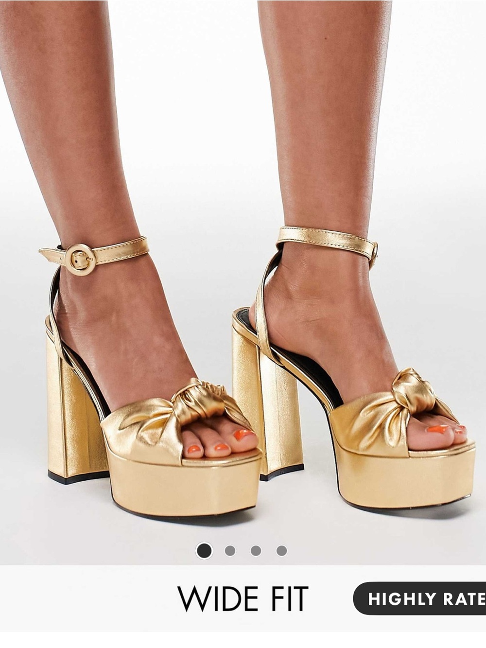 ASOS Gold Metallic Platform Sandal Heels - Size 12W - Brand New